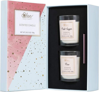 Coffret Raffiné de Bougies Parfumées – Rose & Sucre Rose