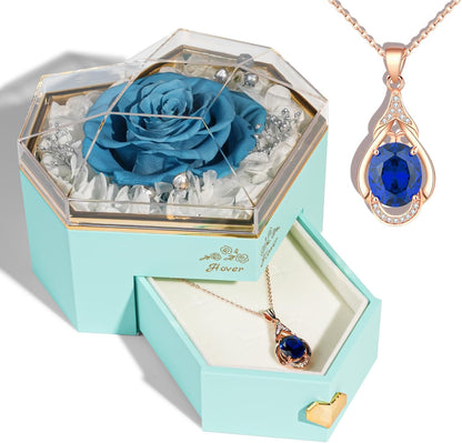 Rose Éternelle Naturelle en Coffret Cœur – Bijou Caché | 4 Couleurs : Rouge, Rose, Bleu, Violet