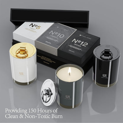 Coffret POUR LUI Trio de Bougies Parfumées – Cuir Aromatique & Feuille de Tabac | Thé Blanc & Agave Bleue | Néroli Sauvage