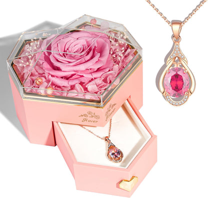 Rose Éternelle Naturelle en Coffret Cœur – Bijou Caché | 4 Couleurs : Rouge, Rose, Bleu, Violet