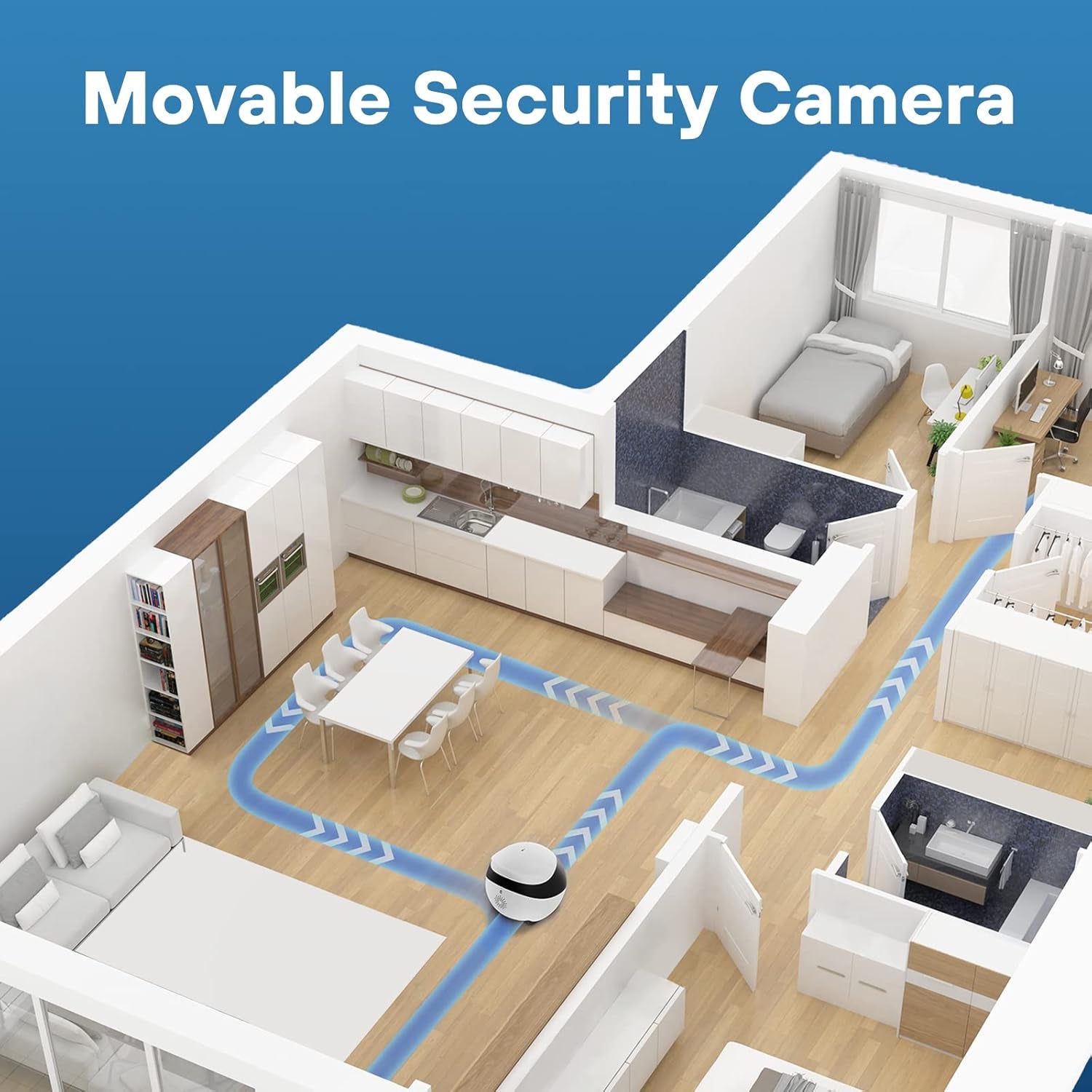 Robot Caméra WiFi 1080P avec Audio et Vidéo en Temps Réel | Restez en Communication à Distance