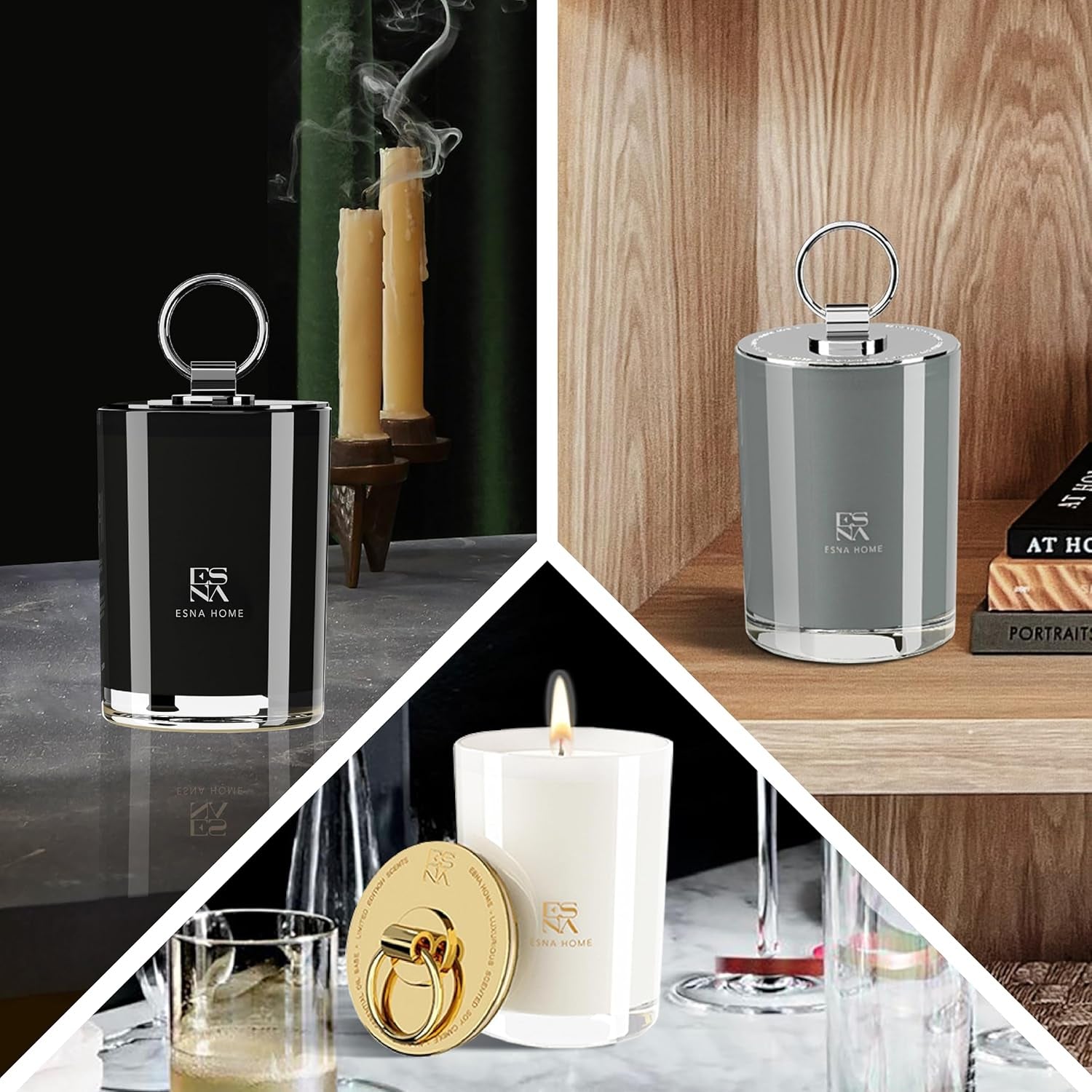 Coffret POUR LUI Trio de Bougies Parfumées – Cuir Aromatique & Feuille de Tabac | Thé Blanc & Agave Bleue | Néroli Sauvage