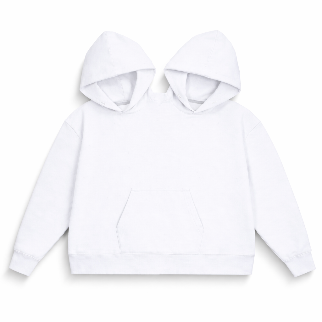 Hoodie double pour deux personnes – Pour Lui & Elle | Noir, Gris ou Blanc