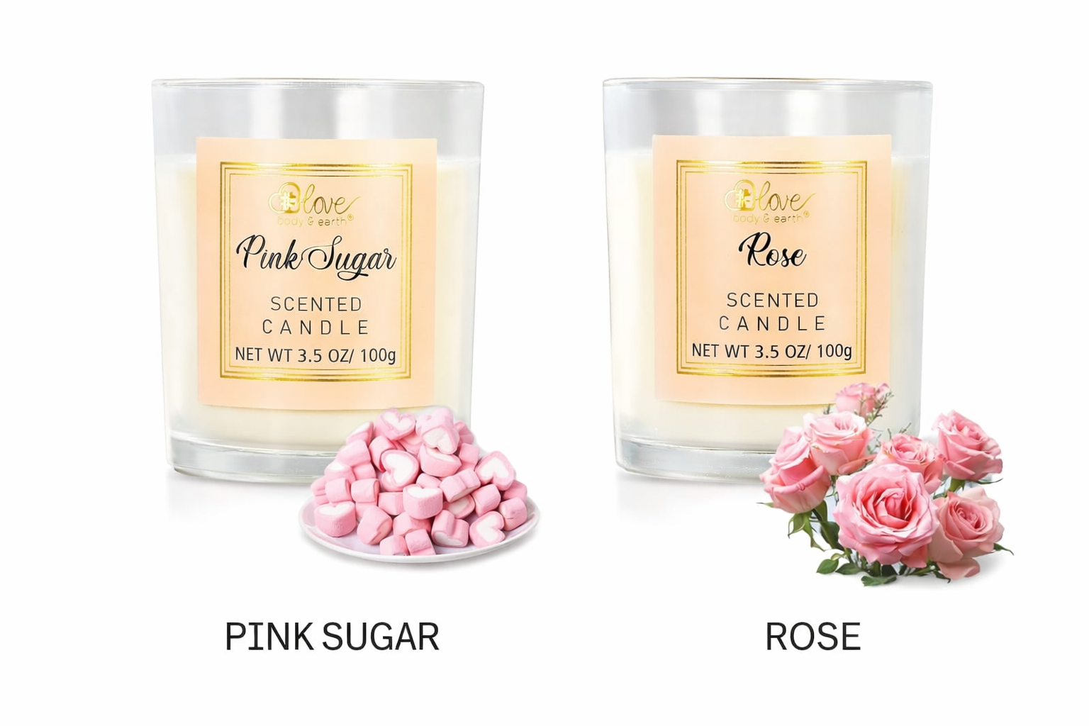 Coffret Raffiné de Bougies Parfumées – Rose & Sucre Rose