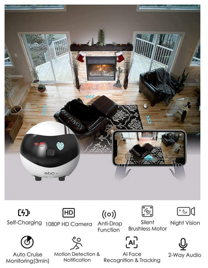 Robot Caméra WiFi 1080P avec Audio et Vidéo en Temps Réel | Restez en Communication à Distance