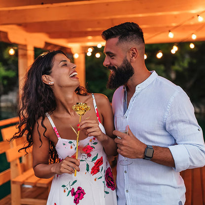 Stunning 24K Gold Dipped Real Rose - Unique Romantic Gift for Her on Birthdays, Anniversaries, Valentine's Day, and Mother's Day