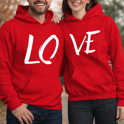 Couple “LOVE” Hoodies – For Him & Her | Black or Red