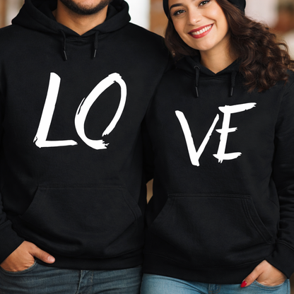 Couple “LOVE” Hoodies – For Him & Her | Black or Red