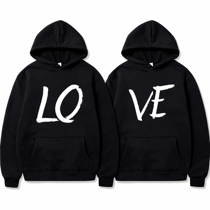Couple “LOVE” Hoodies – For Him & Her | Black or Red