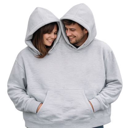 Hoodie DOUBLE pour deux personnes – Gris, Noir ou Blanc