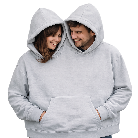Hoodie DOUBLE pour deux personnes – Gris, Noir ou Blanc