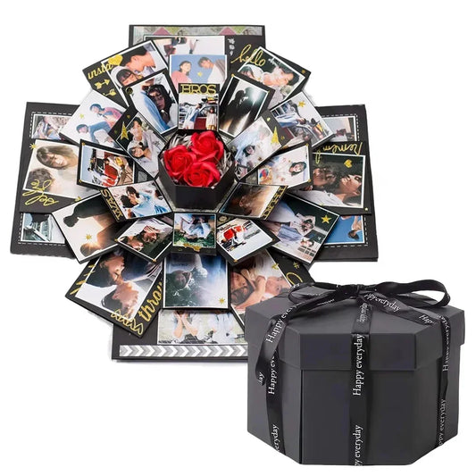 Coffret photo hexagonal – Une surprise pleine de souvenirs