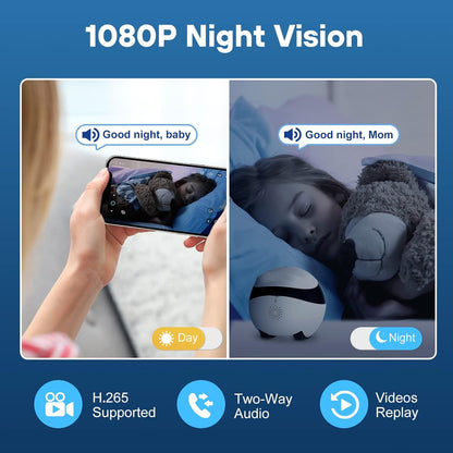 Robot Caméra WiFi 1080P avec Audio et Vidéo en Temps Réel | Restez en Communication à Distance