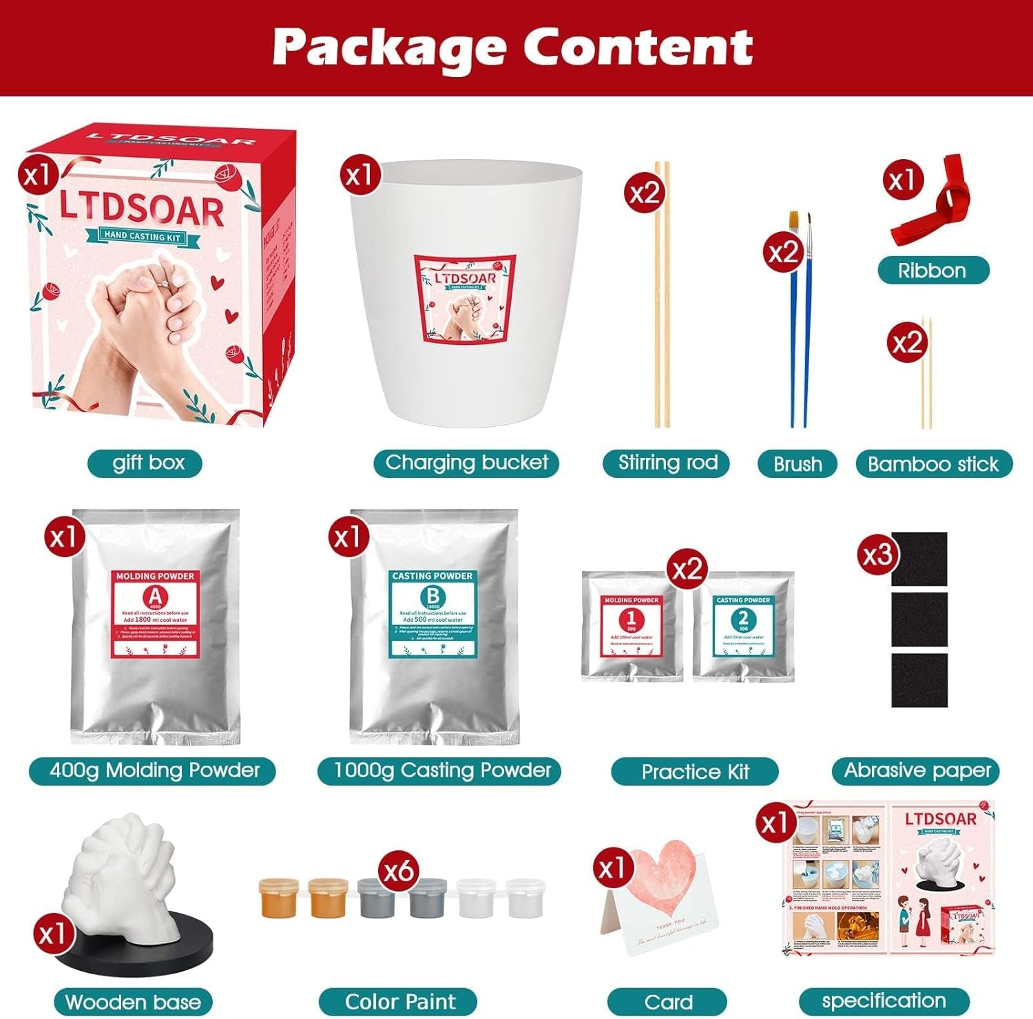 Kit de Moulage de Mains pour Couples – Souvenir Romantique à Créer à Deux