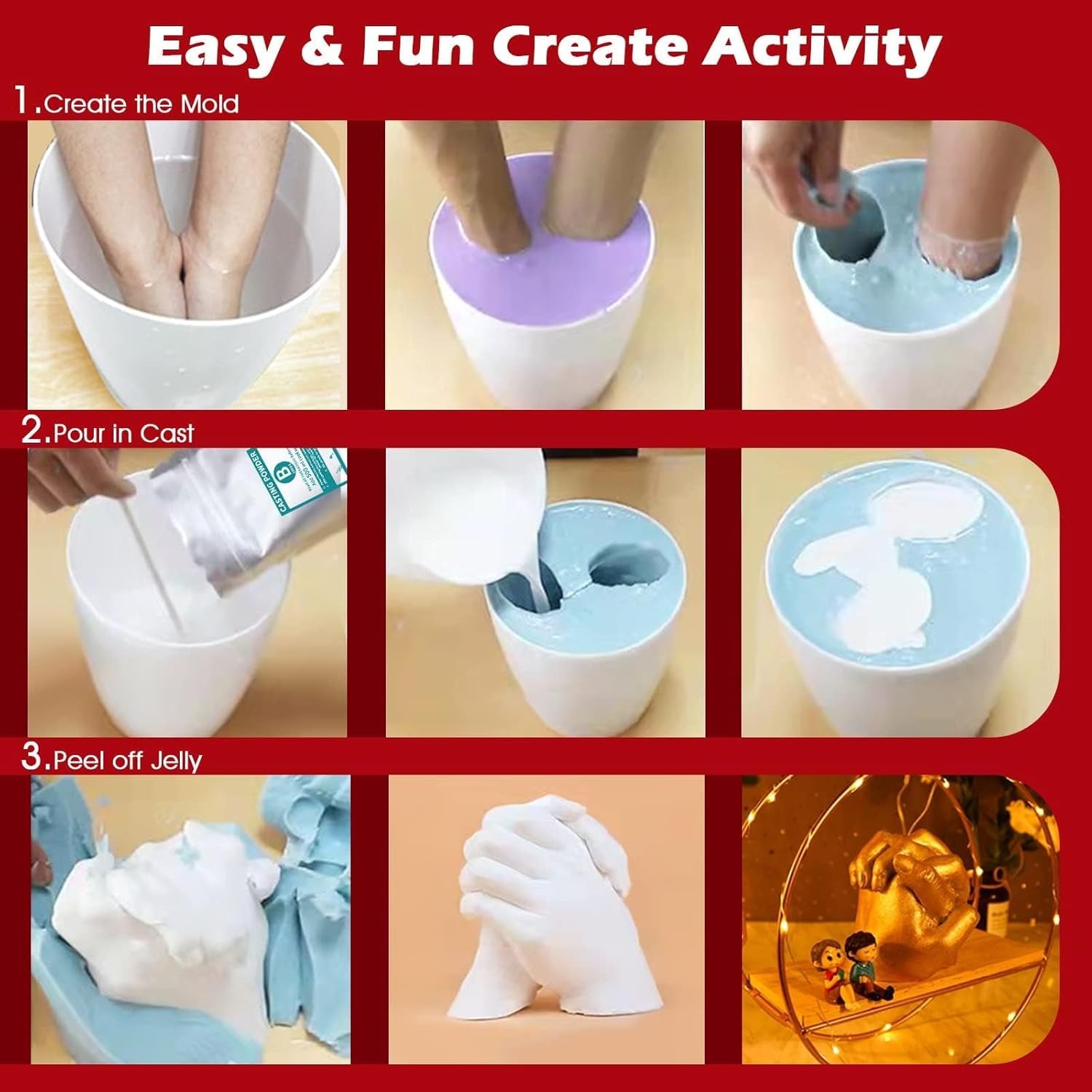 Kit de Moulage de Mains pour Couples – Souvenir Romantique à Créer à Deux