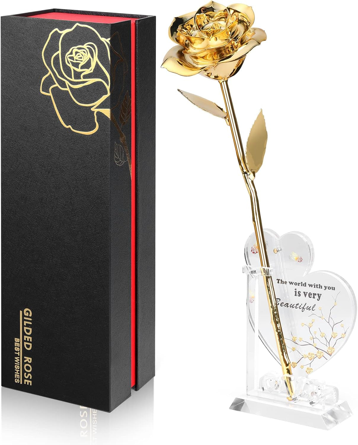 Stunning 24K Gold Dipped Real Rose - Unique Romantic Gift for Her on Birthdays, Anniversaries, Valentine's Day, and Mother's Day