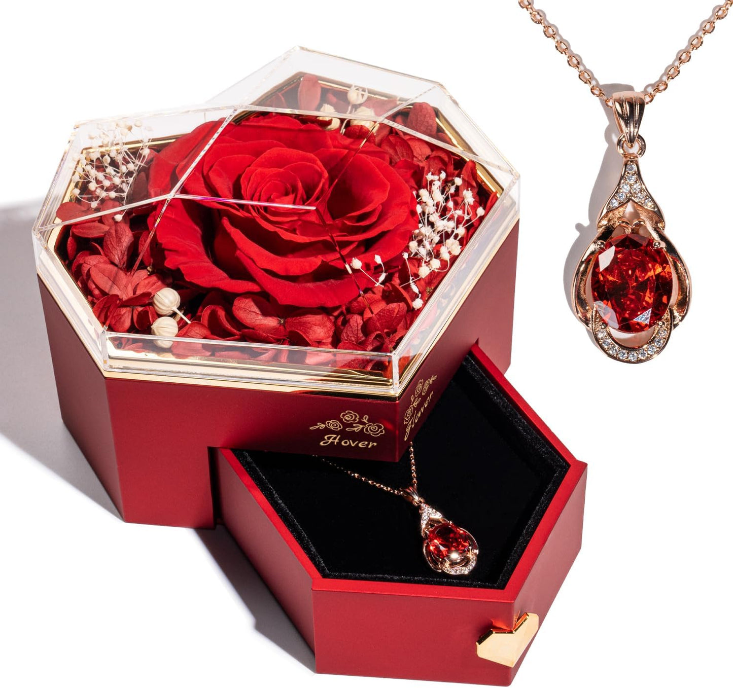 Rose Éternelle Naturelle en Coffret Cœur – Bijou Caché | 4 Couleurs : Rouge, Rose, Bleu, Violet